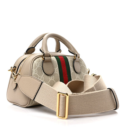 Gucci GG Supreme Monogram Textured Dollar Calfskin Web Mini Ophidia Top Handle Bowler Bag Beige Mystic White Oatmeal 3 of 8