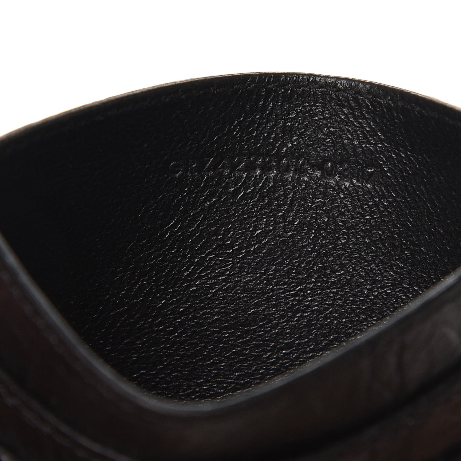 Saint Laurent Calfskin Crocodile Embossed Monogram Credit Card Case Black 6 of 8