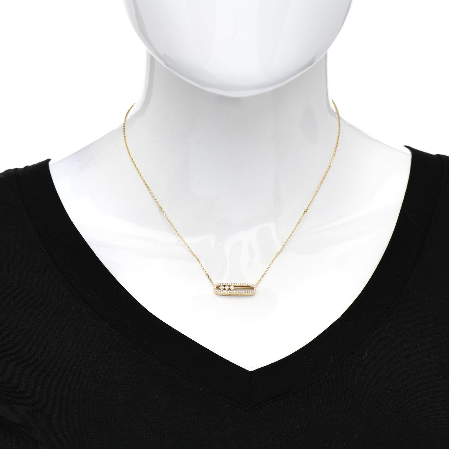 18K Yellow Gold Diamond Baby Move Classic Pave Necklace
