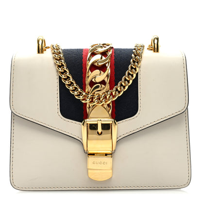 Gucci Calfskin Mini Sylvie Chain Shoulder Bag White 1 of 8