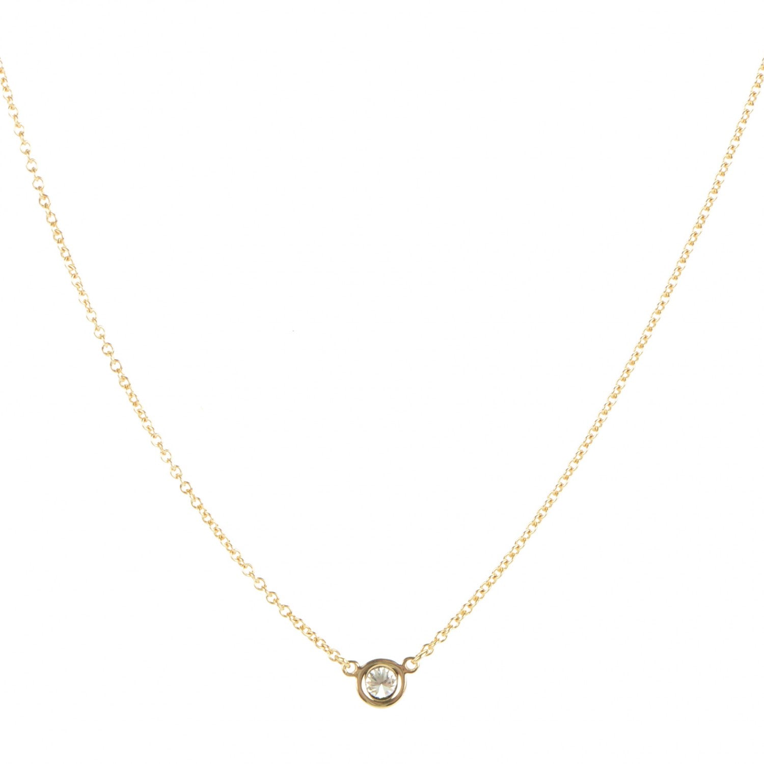 Tiffany 18K Yellow Gold Diamond .17ct Elsa Peretti Diamonds by the Yard Pendant Necklace 1 of 5