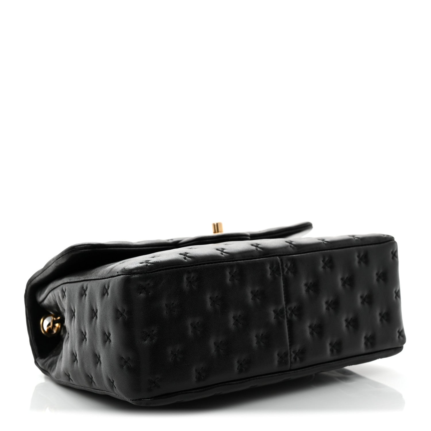 Chanel Lambskin Cross Stitch Small Coco Handle Flap Dark Black 4 of 10