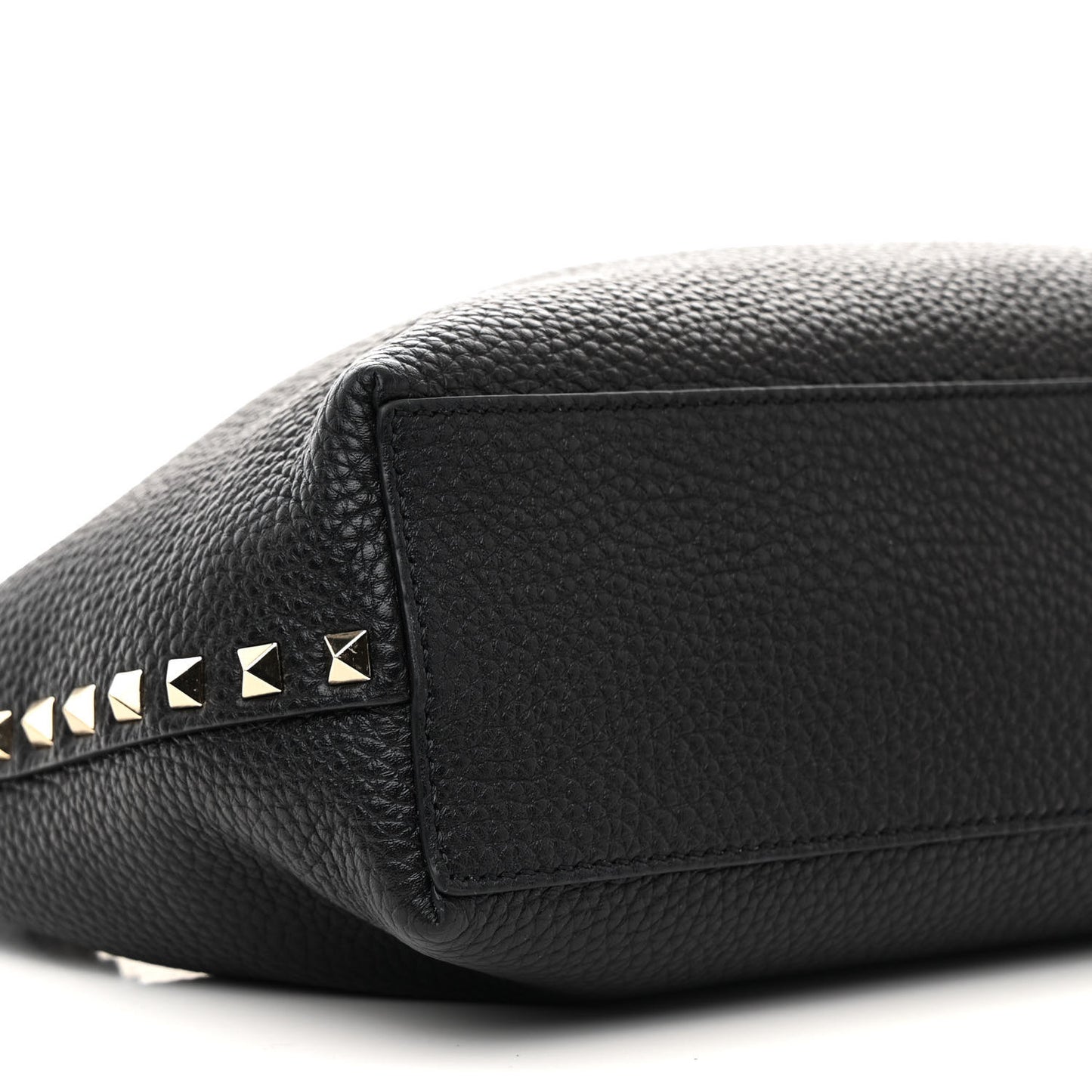 Grained Calfskin Small Rockstud Flip Lock Tote Black Rose Quartz