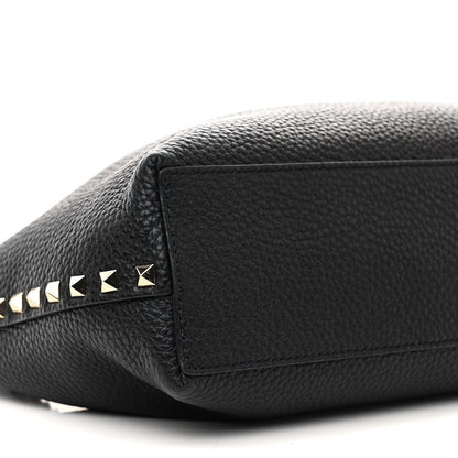 Valentino Garavani Grained Calfskin Small Rockstud Flip Lock Tote Black Rose Quartz 9 of 11