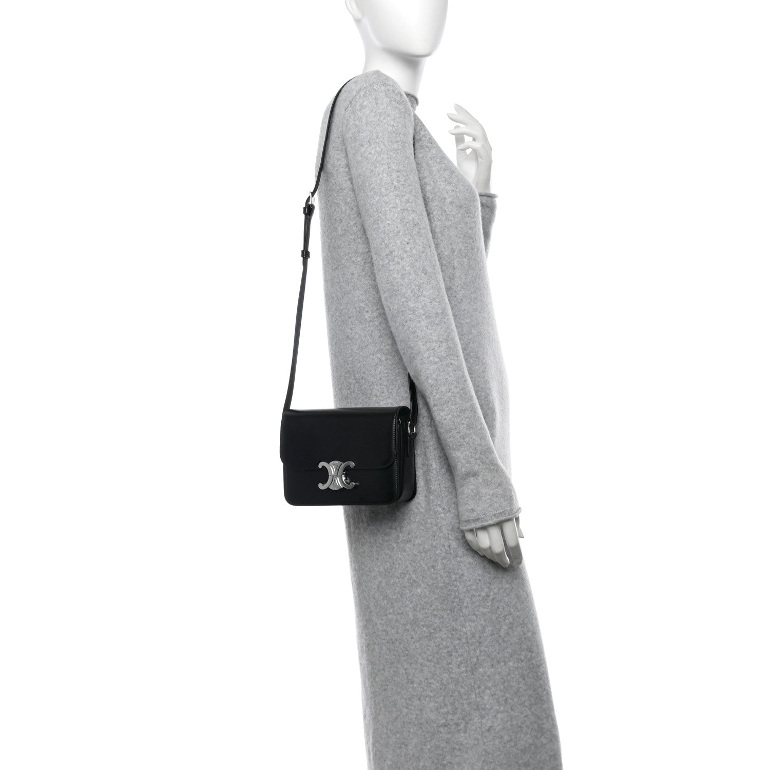 Celine Shiny Calfskin Teen Triomphe Black 2 of 10
