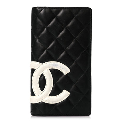 Chanel Calfskin Quilted Cambon Yen Wallet Black White 1 of 18
