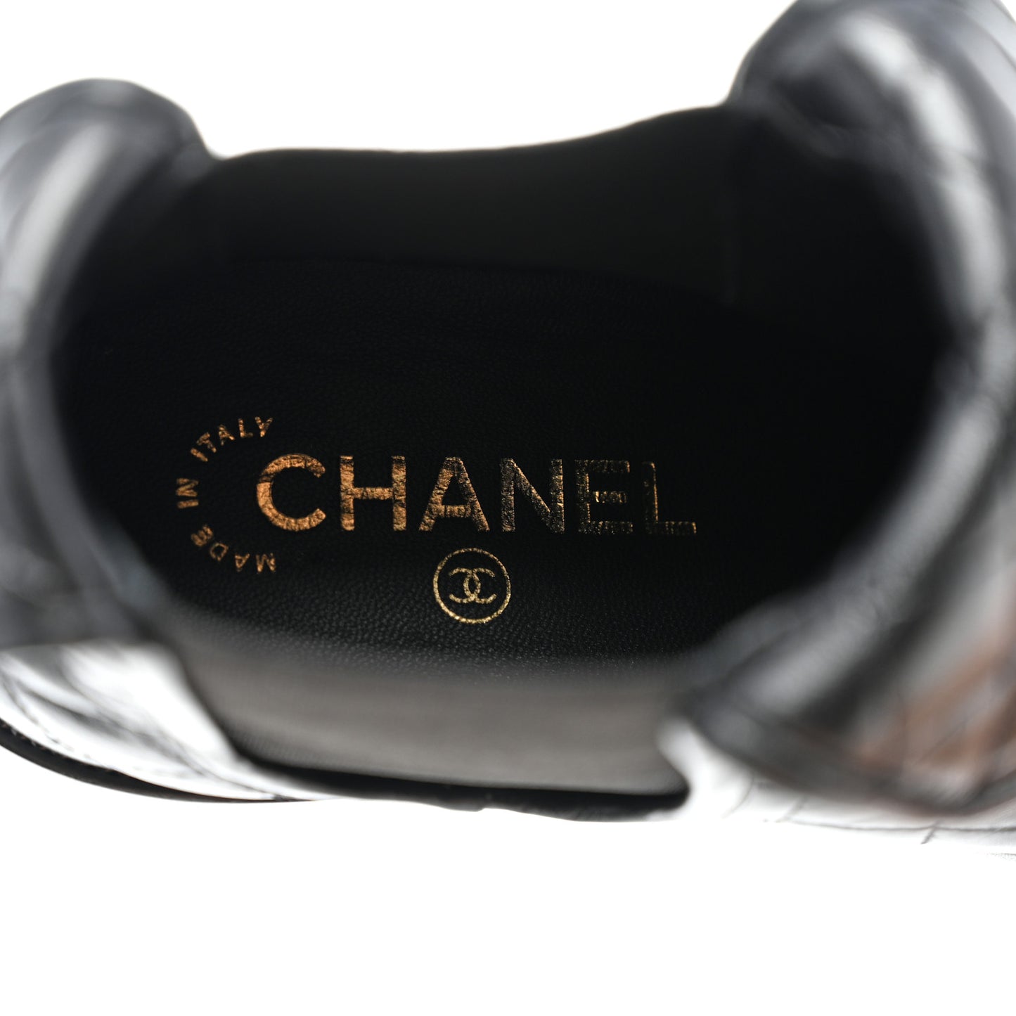 Lambskin Quilted Cap Toe CC Turnlock Booties 39.5 Black