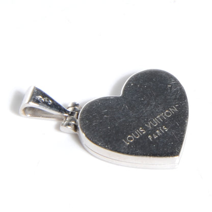 Louis Vuitton 18k White Gold Diamond Heart Locket Pendant 3 of 4