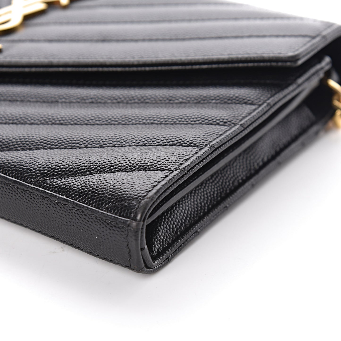 Grain De Poudre Matelasse Chevron Monogram Chain Wallet Black