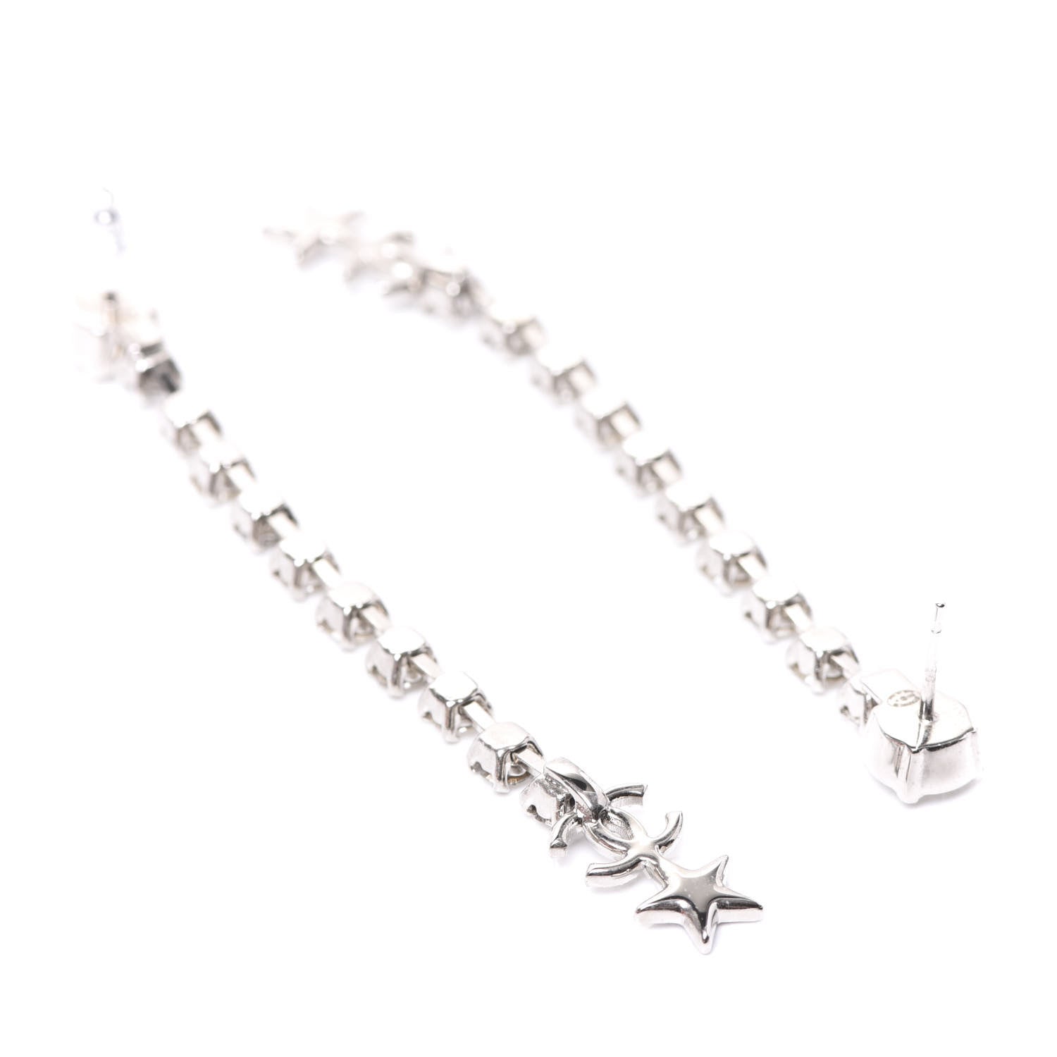 Chanel Crystal Starfall Drop Long CC Earrings Silver 3 of 5