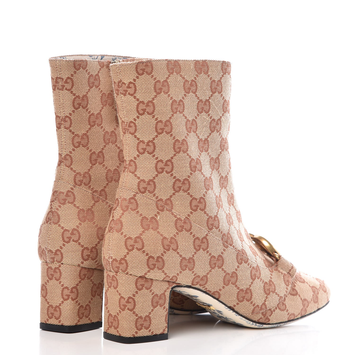 Gucci Monogram Malaga Kid GG Victoire 55mm Ankle Boots 39.5 Beige Ruggine Rust 4 of 9