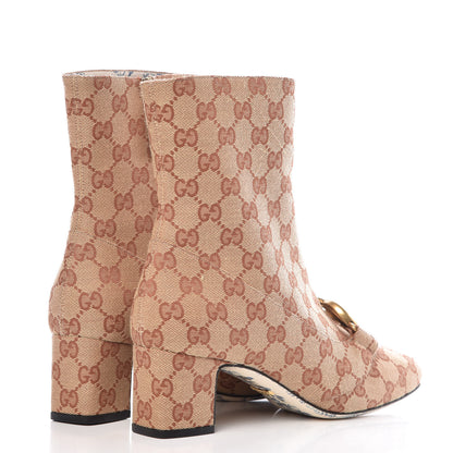 Gucci Monogram Malaga Kid GG Victoire 55mm Ankle Boots 39.5 Beige Ruggine Rust 4 of 9