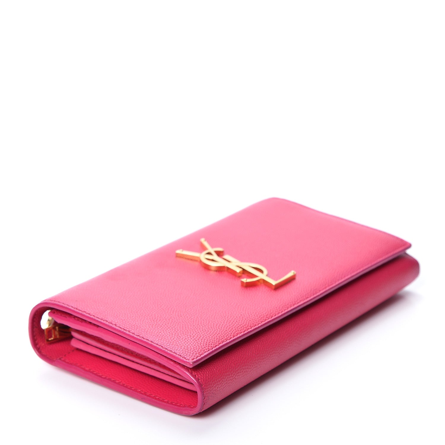 Saint Laurent Grain De Poudre Classic Monogram Cassandre Wallet Fuchsia 3 of 12