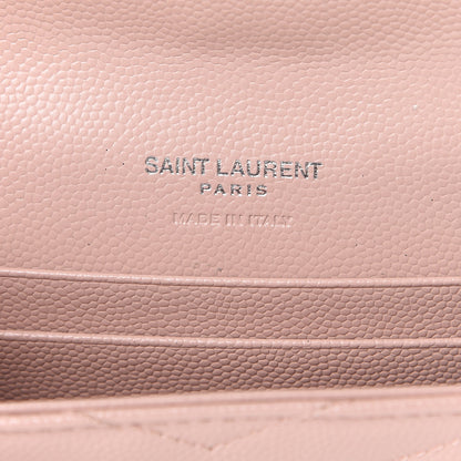 Saint Laurent Grain De Poudre Matelasse Chevron Small Monogram Envelope Wallet Pale Pink 5 of 12