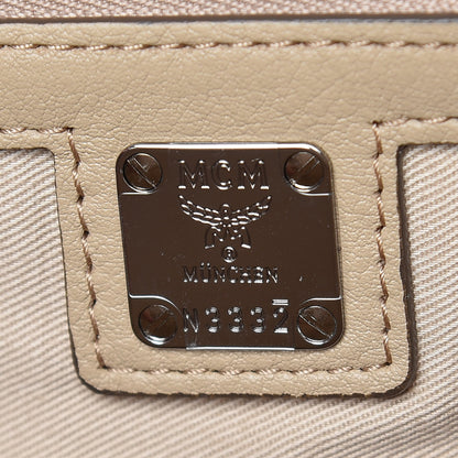 MCM Calfskin Ottomar Monogram Medium Klara Top Zip Tote New Beige 8 of 10