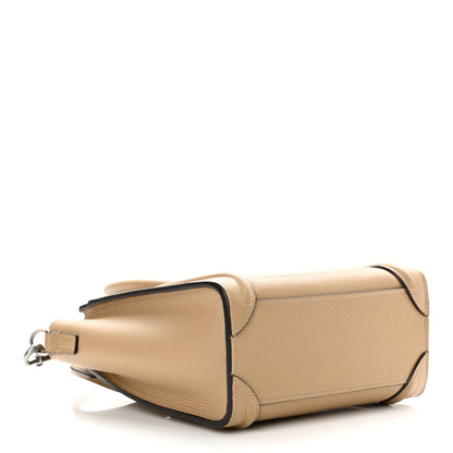 Celine Drummed Calfskin Nano Luggage Dune 4 of 12