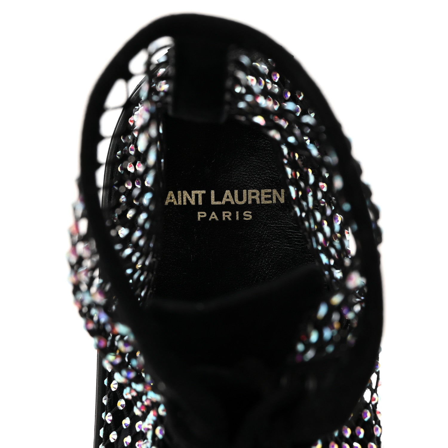 Saint Laurent Mesh Crystal Mid Top Sneakers 37 Black 6 of 9