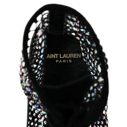 Saint Laurent Mesh Crystal Mid Top Sneakers 37 Black 6 of 9