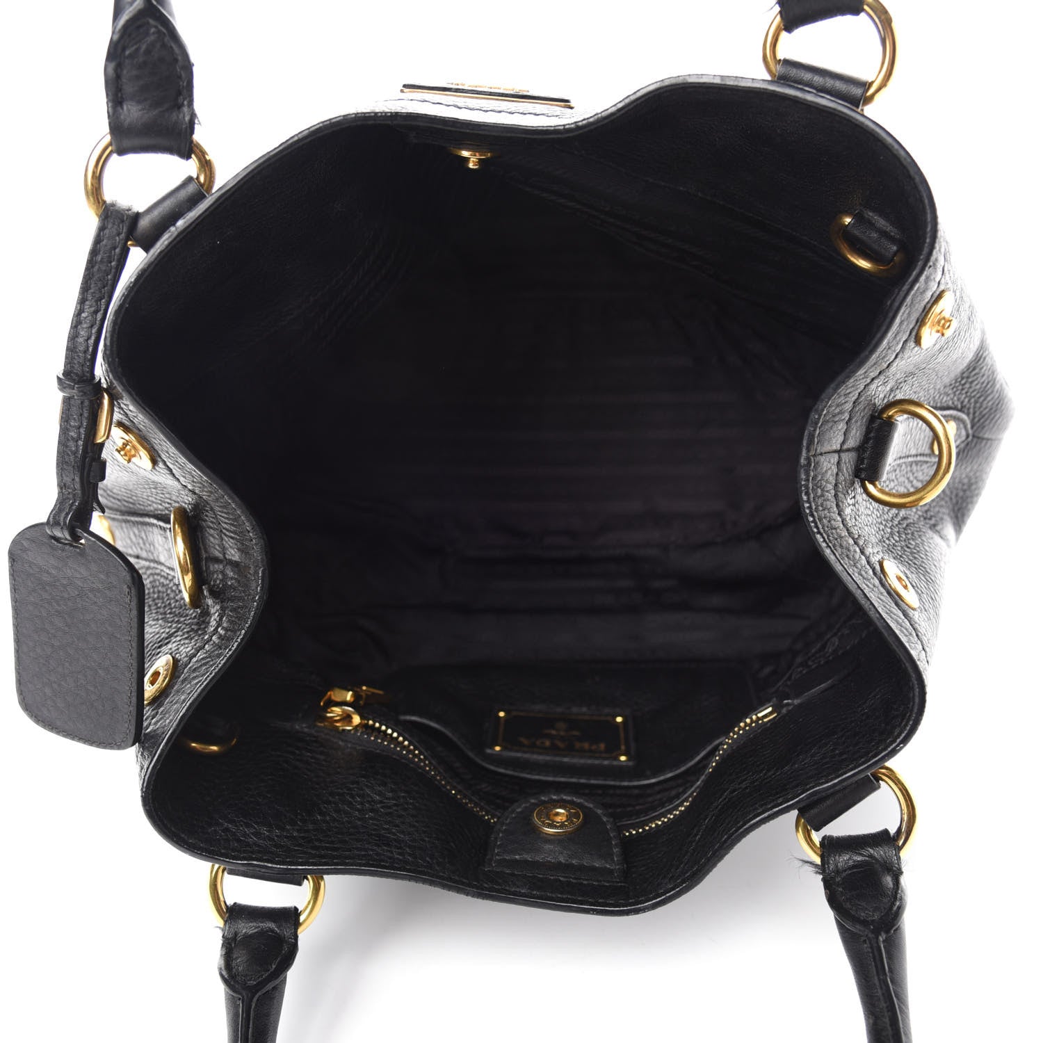 Prada Vitello Daino Shoulder Bag Black 5 of 13