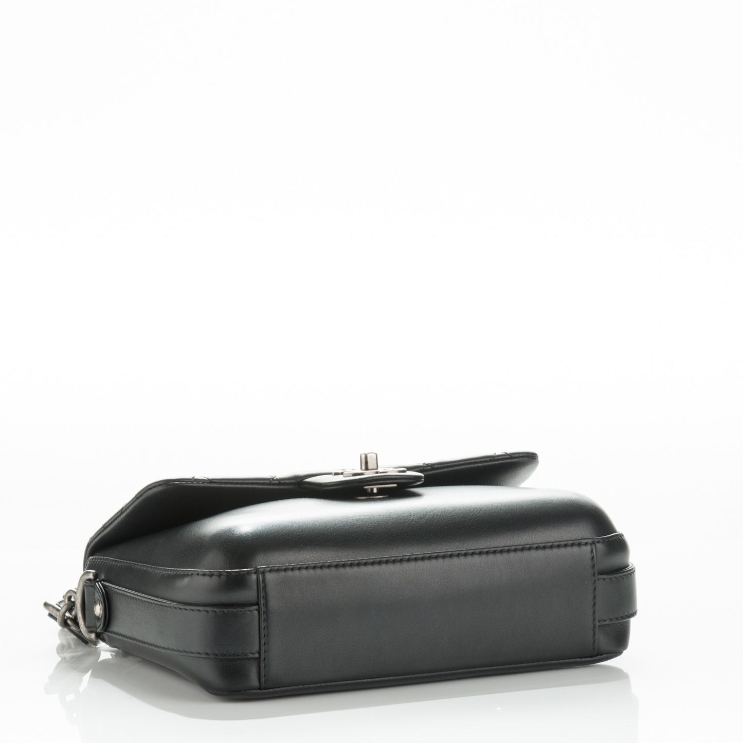 Calfskin Quilted Medium Rock My Shoulder Flap Black