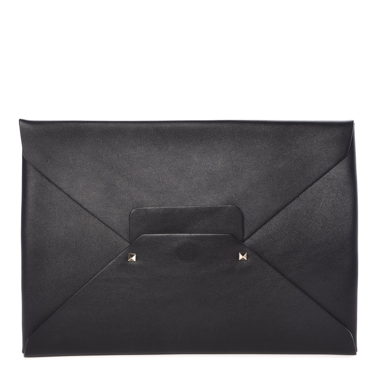 Valentino Garavani Vitello Rockstud Envelope Clutch Bag Black 1 of 9