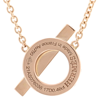 Hermes 18K Rose Gold Diamond Finesse Pendant Necklace 4 of 6