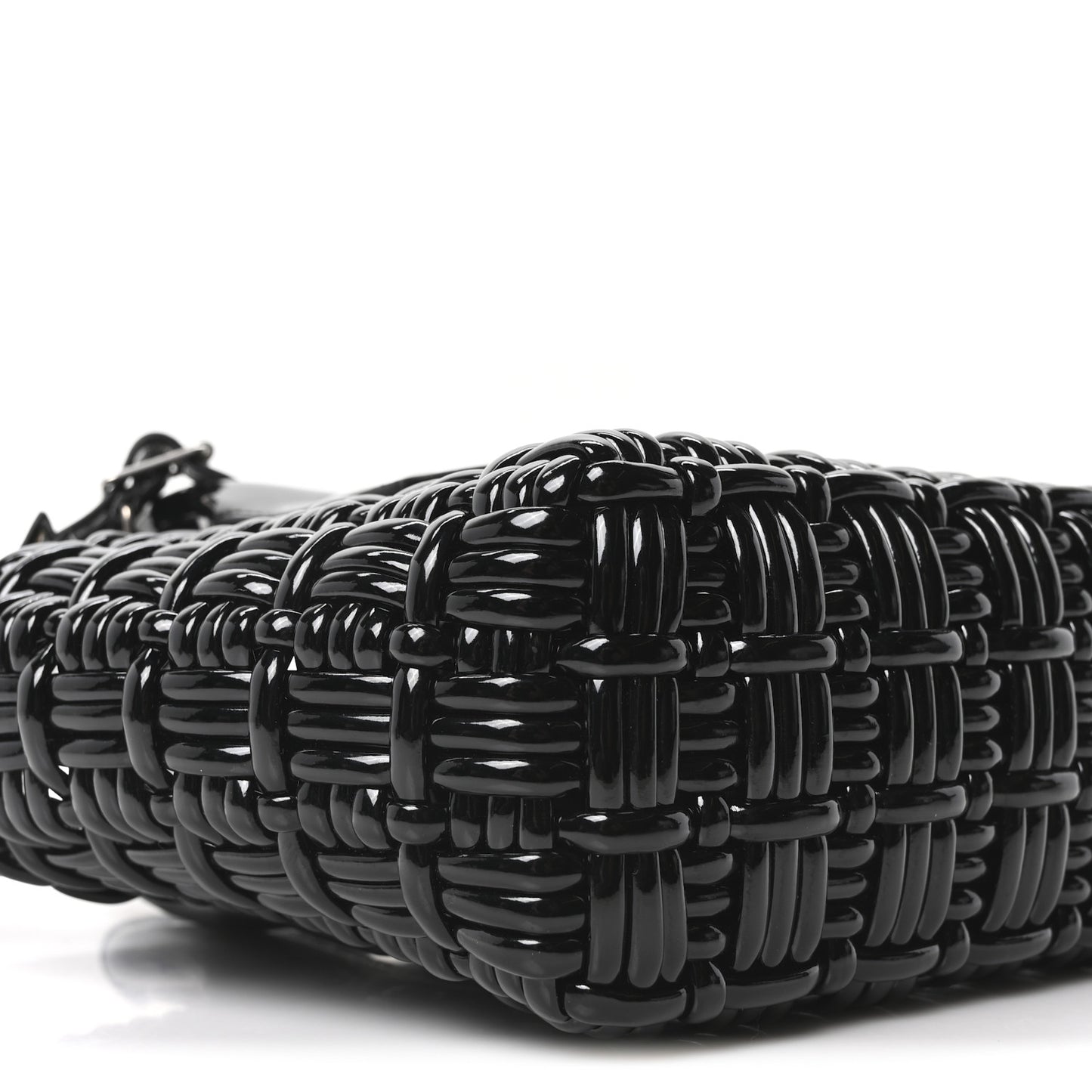 Faux Calfskin Braided Varnished XXS Bistro Basket Black