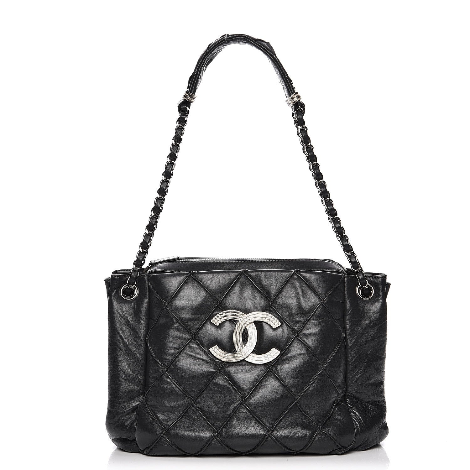 Chanel Lambskin Accordion Shoulder Bag Grey 1 of 8