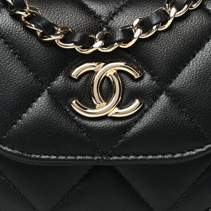 Chanel Lambskin Quilted Pearl Top Handle Clutch With Chain Black 9 of 12