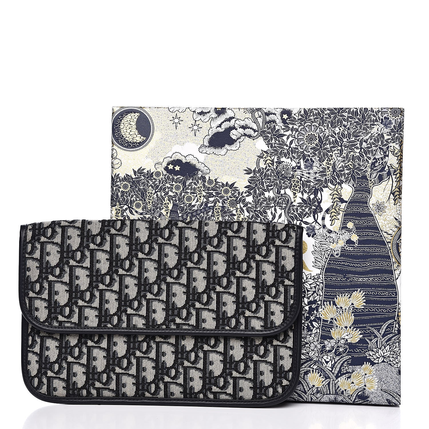 Christian Dior Oblique Flap Pouch Clutch Blue 8 of 8