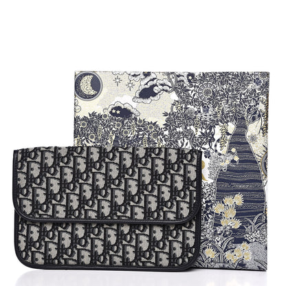 Christian Dior Oblique Flap Pouch Clutch Blue 8 of 8