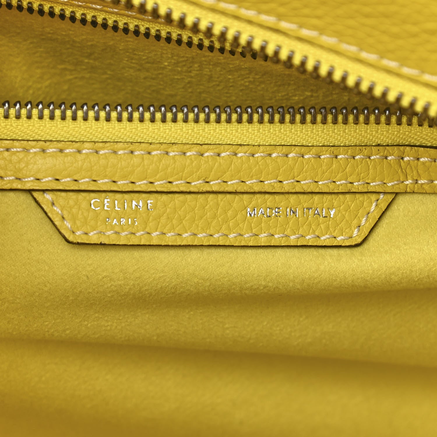 Celine Drummed Calfskin Mini Luggage Citron 6 of 13