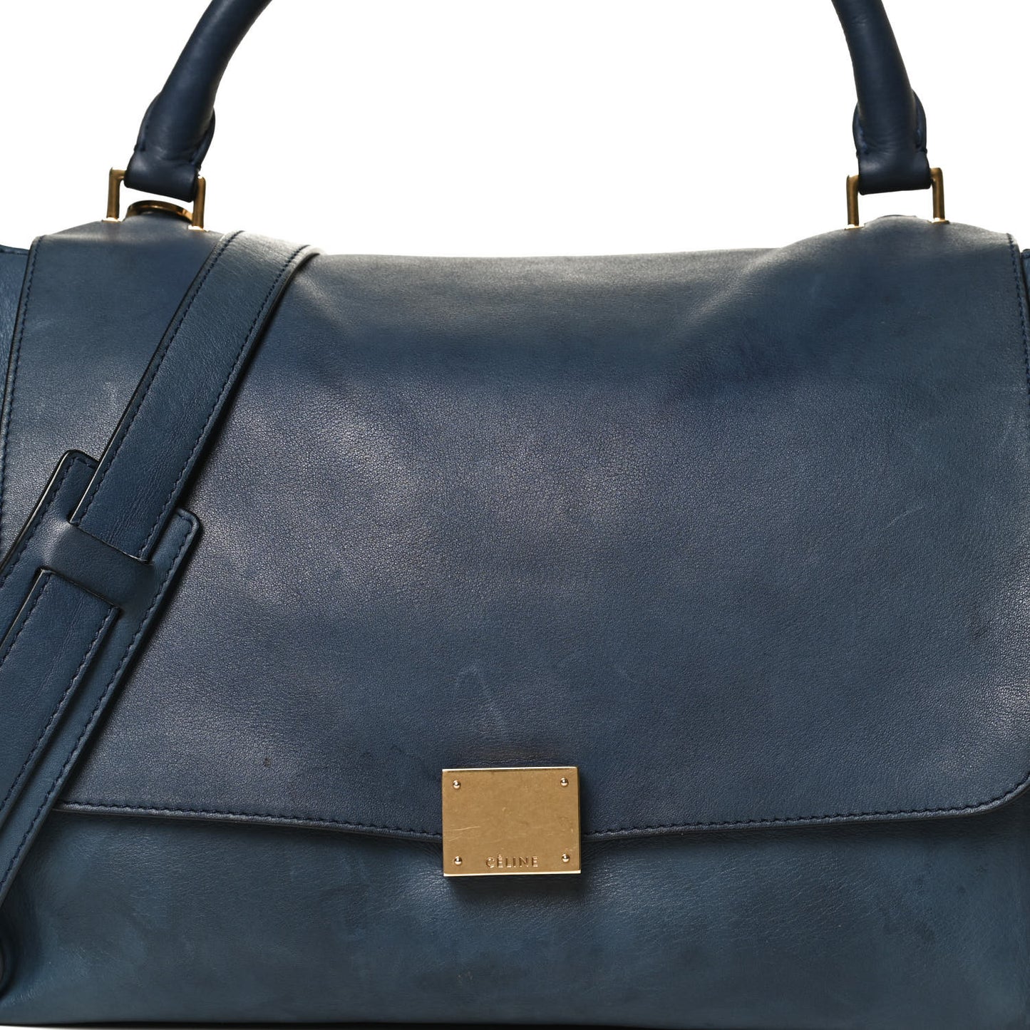 Smooth Calfskin Suede Medium Bi-Color Trapeze Blue