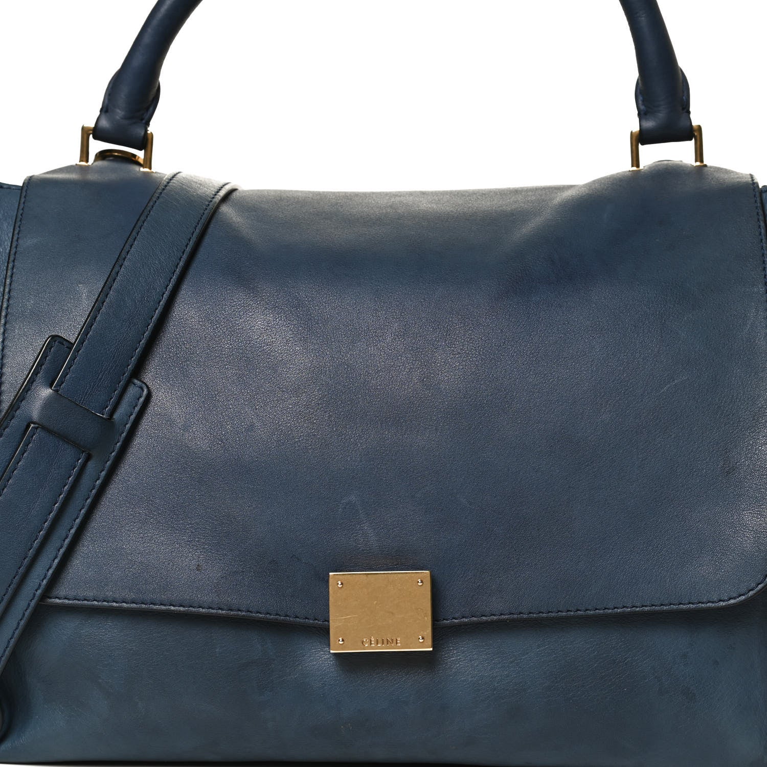 Celine Smooth Calfskin Suede Medium Bi-Color Trapeze Blue 12 of 12