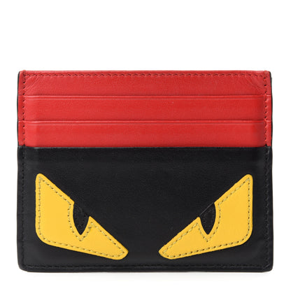 Fendi Vitello Century Monster Eyes Inlay Card Holder Black Giallo Rosso 1 of 8