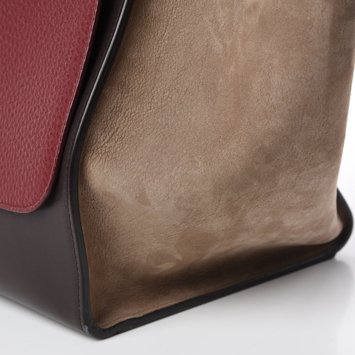 Celine Bullhide Calfskin Nubuck Medium Tri-color Trapeze Burgundy 12 of 12