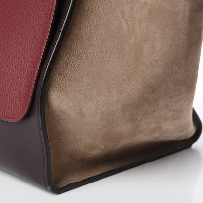Celine Bullhide Calfskin Nubuck Medium Tri-color Trapeze Burgundy 12 of 12