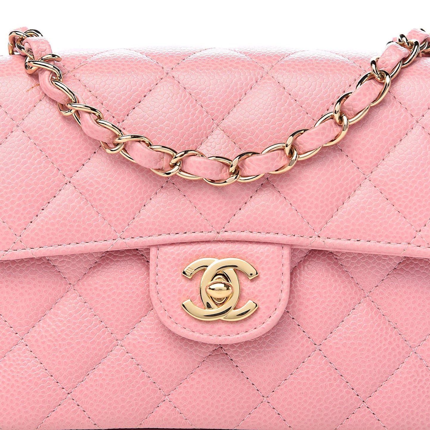 Caviar Quilted Mini Square Flap Pink