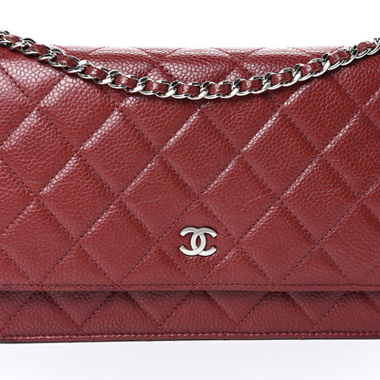 Chanel Caviar Quilted Wallet On Chain WOC Dark Red 9 of 12
