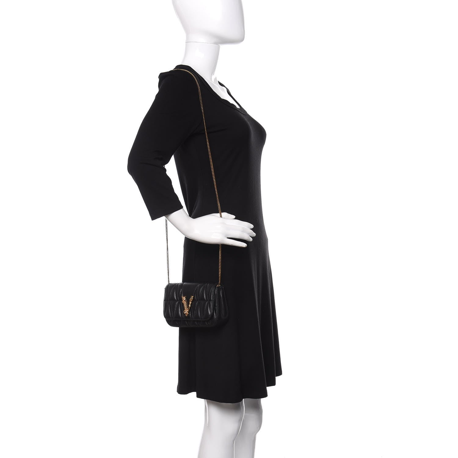 Versace Nappa Quilted Virtus Evening Bag Black 2 of 11