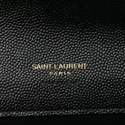 Saint Laurent Grain De Poudre Matelasse Chevron Monogram Envelope Clutch Black 6 of 11