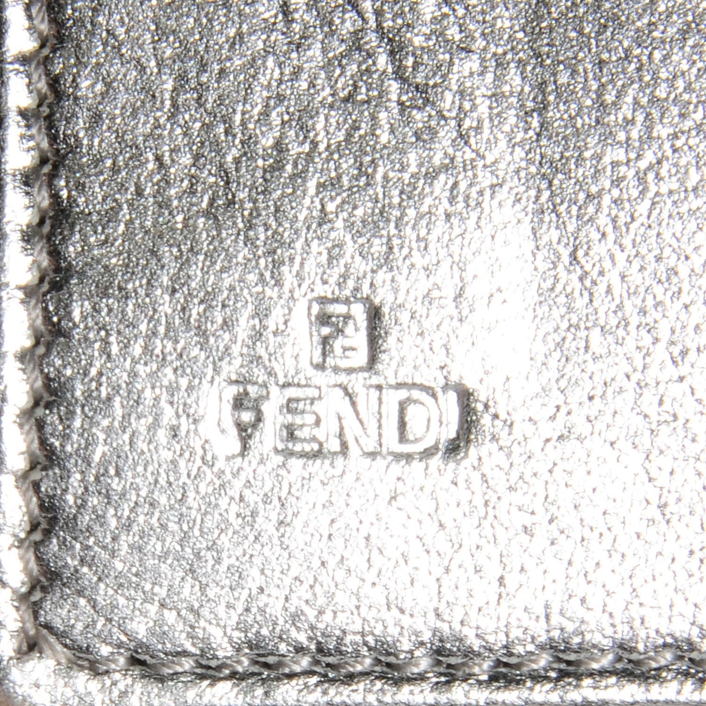Metallic Calfskin Wallet On Chain Silver