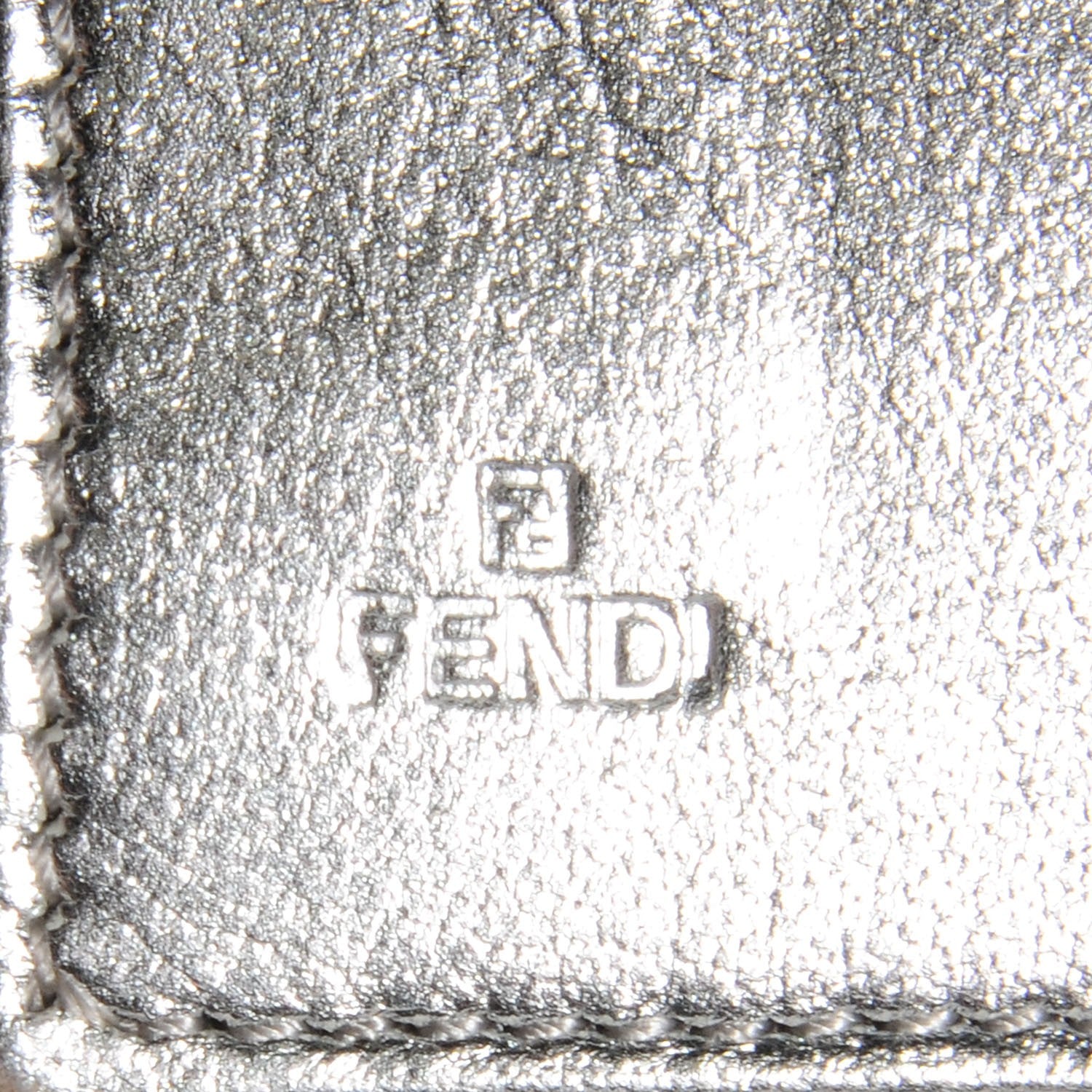 Fendi Metallic Calfskin Wallet On Chain Silver 6 of 8