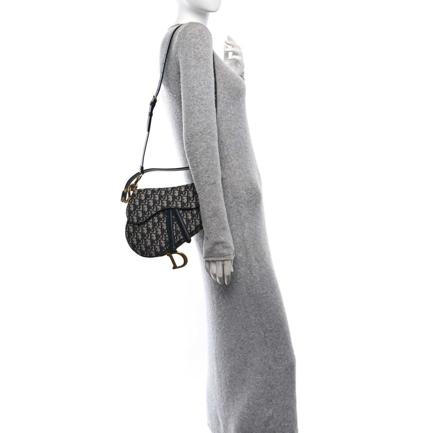 Christian Dior Oblique Saddle Bag With Strap Blue 2 of 11