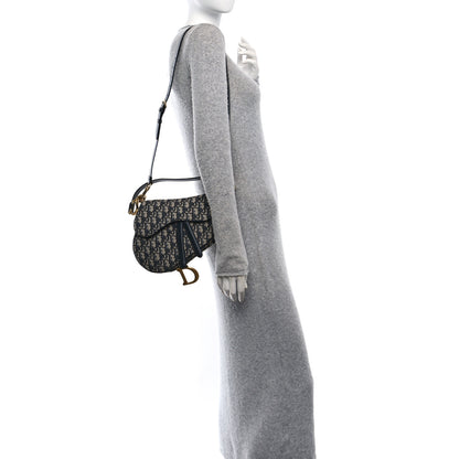 Christian Dior Oblique Saddle Bag With Strap Blue 2 of 11