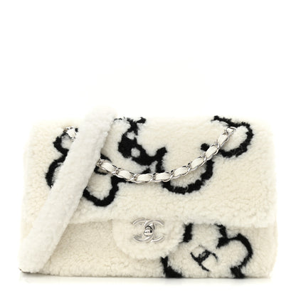 Chanel Wool Shearling Medium Single Flap Ecru Black 1 of 10