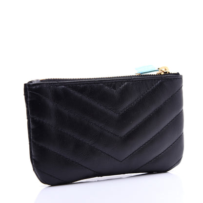 Saint Laurent Calfskin Matelasse Monogram Key Pouch Black 3 of 12
