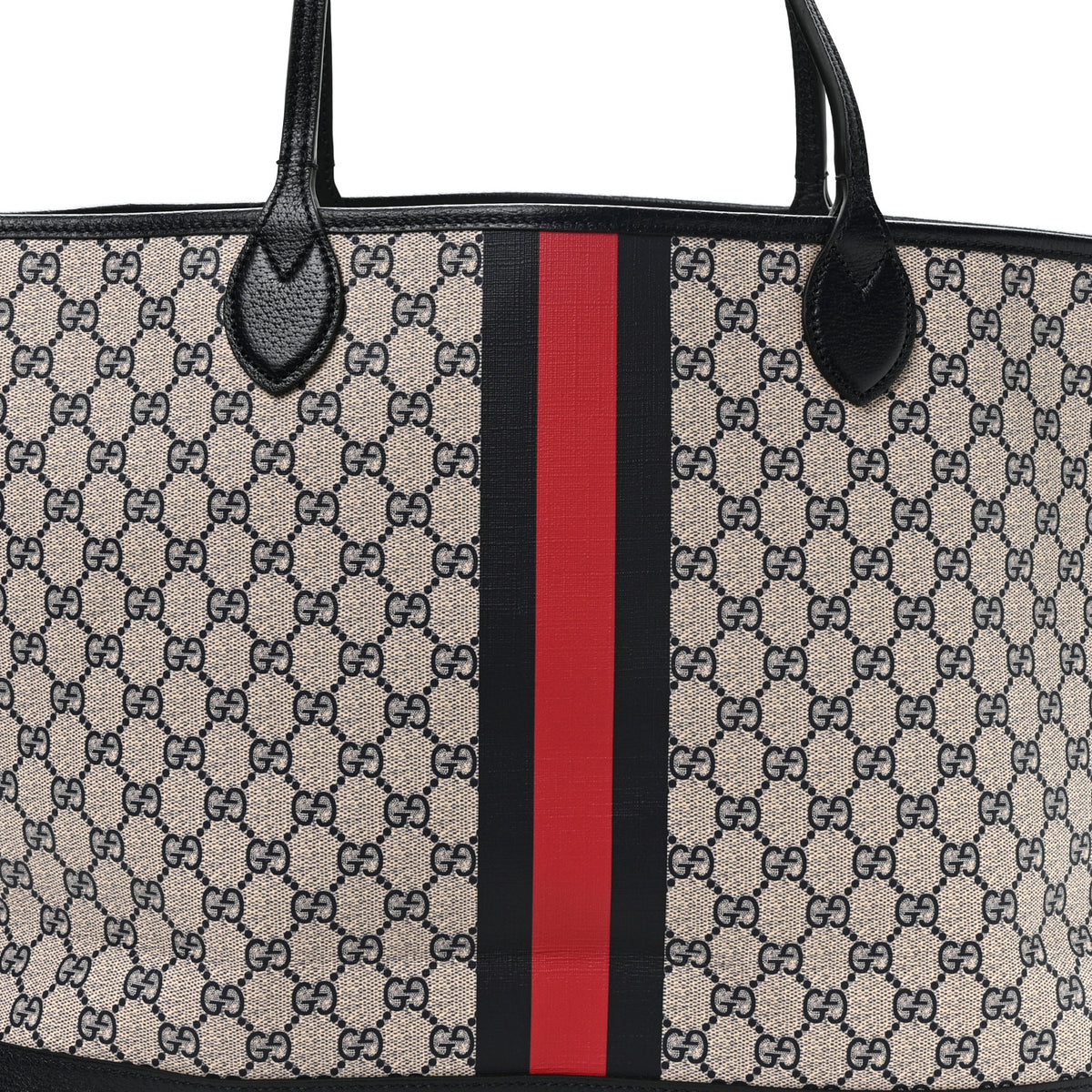 Gucci GG Supreme Monogram Textured Dollar Calfskin Web Large Ophidia Tote Beige Blue 9 of 11
