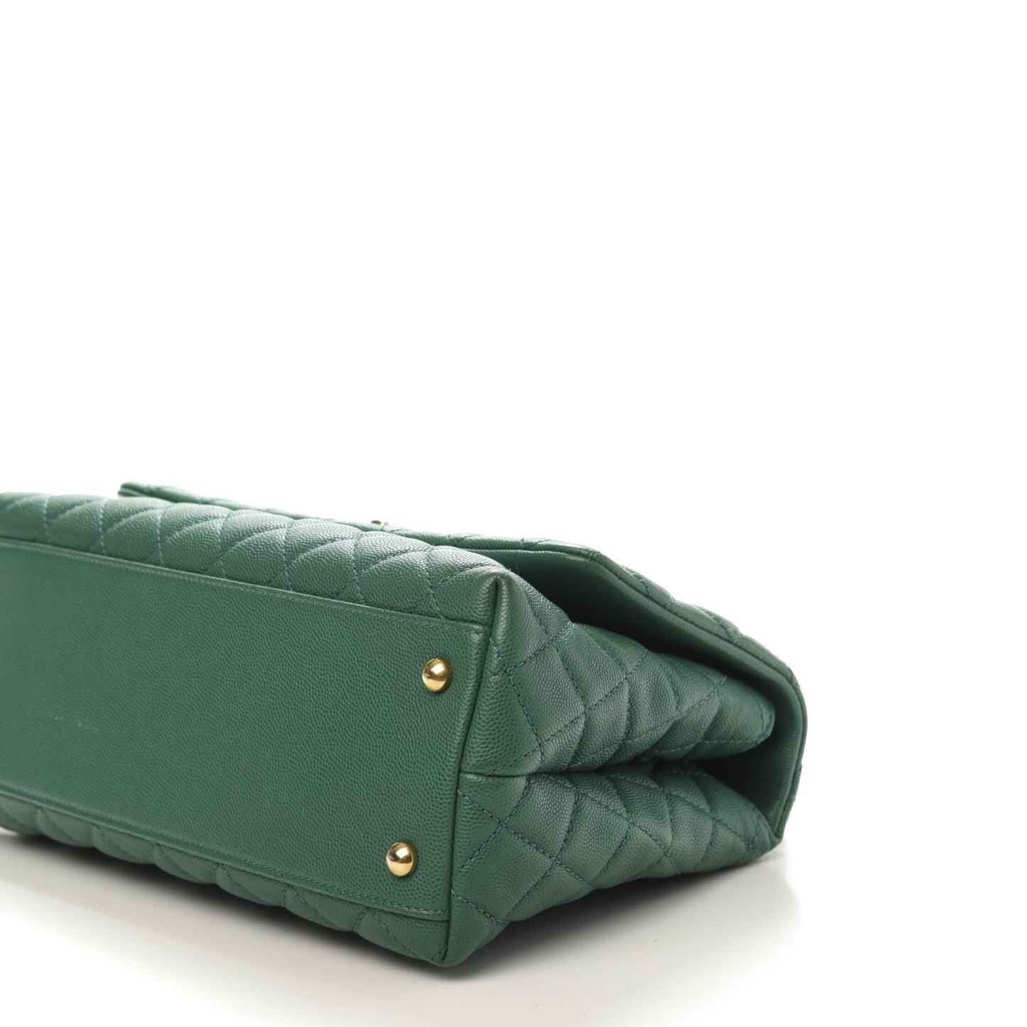 Caviar Quilted Small Coco Handle Flap Green