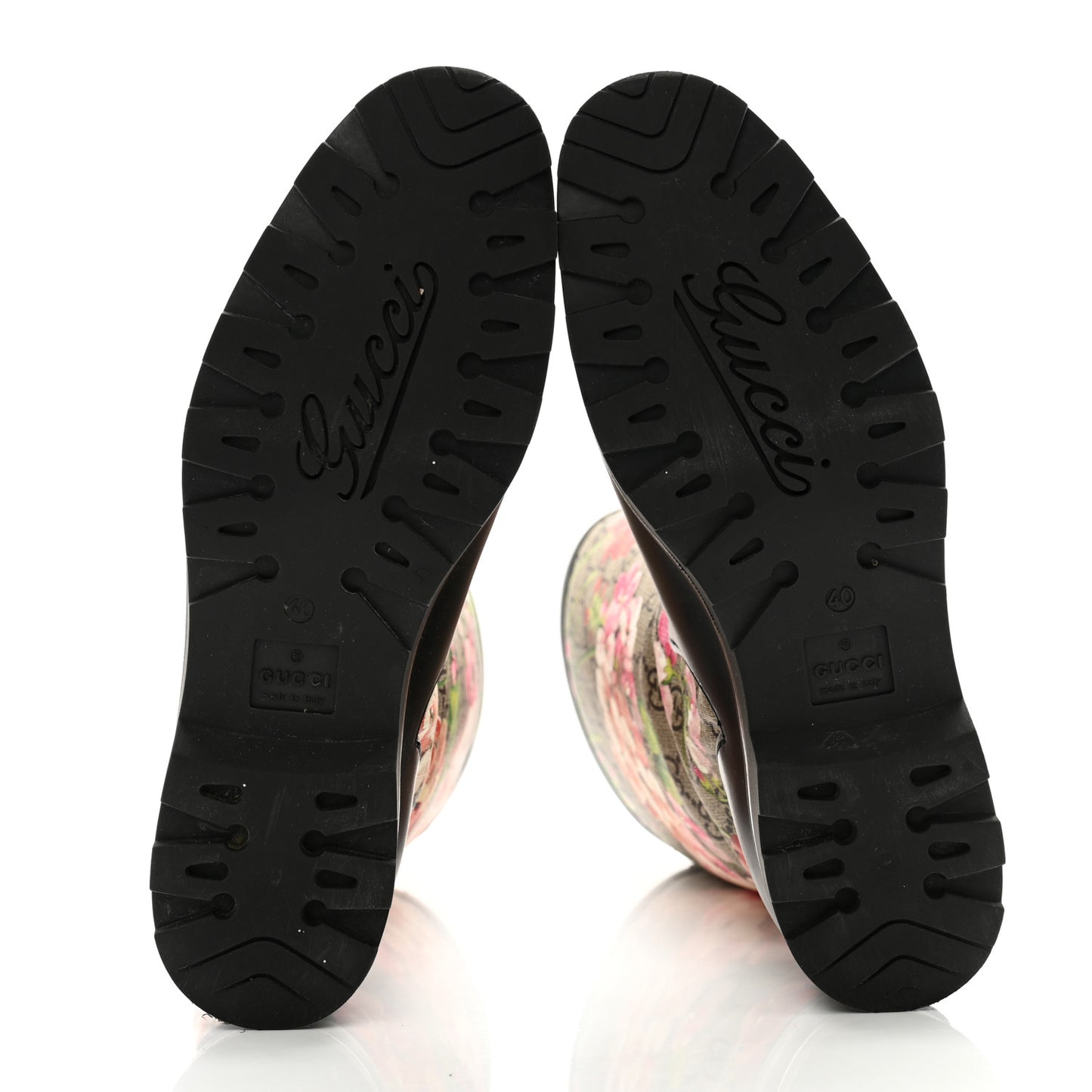 GG Supreme Monogram Blooms Flat Rubber Boots 40 Beige Multicolor